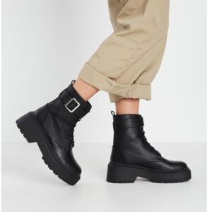 Billini Xanti lace up black booties